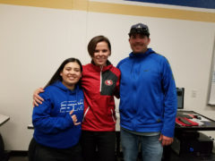 Student Beca Perez and Coach Tulloch with 49ers Assistant Coach Kate Sowers