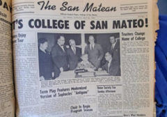 1954 name change from San Mateo Junior College to College of San Mateo reflected the college’s breadth of course offerings and community role.